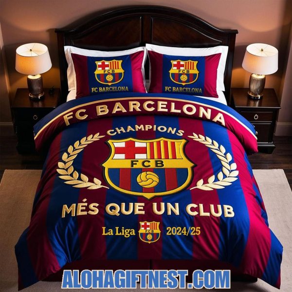 Barcelona La Liga Champions 2024-25 Mes Que Un Club Limited Edition Bedding Set