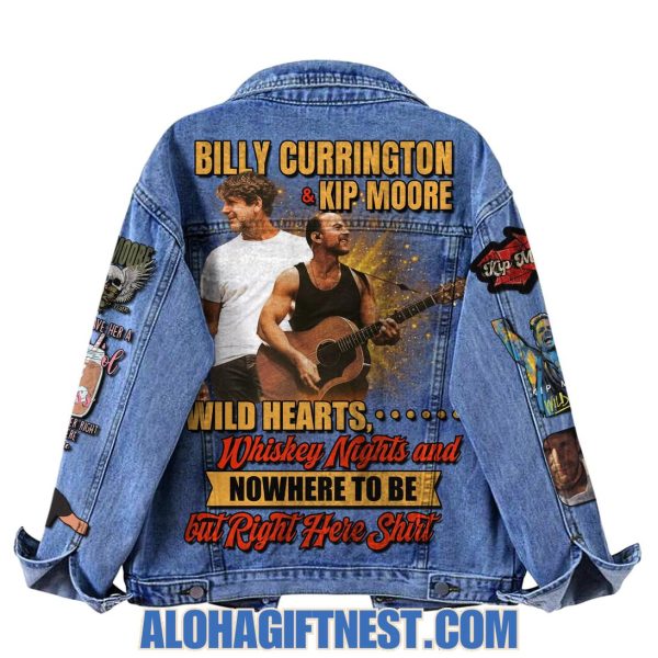 Billy Currington And Kip Moore Wild Hearts,… Whiskey Nights And Nowhere To Be But Right Here Shirt Denim Jacket