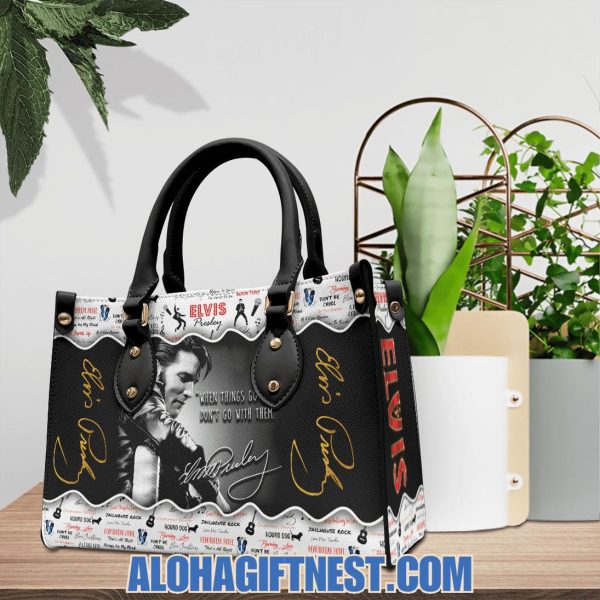 Elvis Presley When Things Go Wrong Don’t Go With Them Leather Handbag