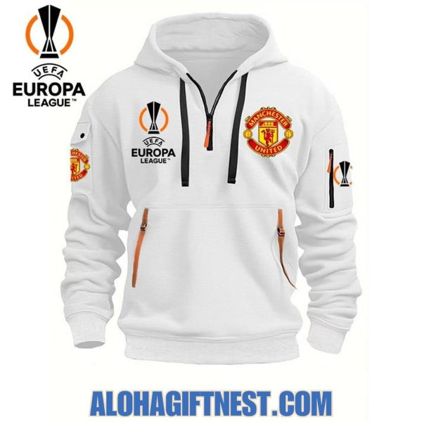 Manchester United UEFA Europa League 2025 Quarter Zip Hoodie