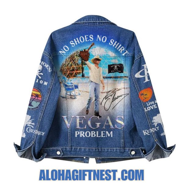 No Shoes No Shirt Vegas Problem Kenny Chesney Denim Jacket