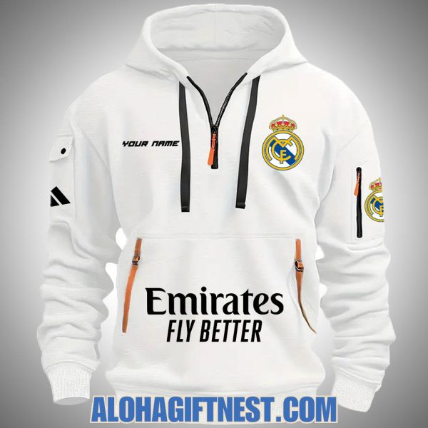 Real Madrid 2025 Custom Name Limited Edition Quarter Zip Hoodie