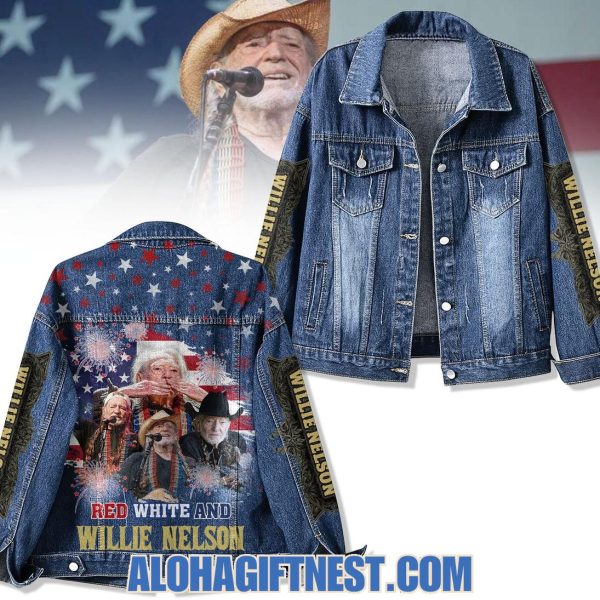 Red White And Willie Nelson Denim Jacket