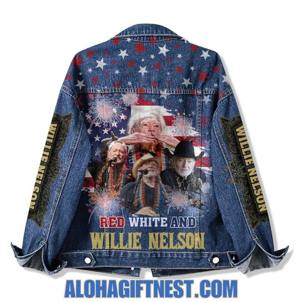 Red White And Willie Nelson Denim Jacket