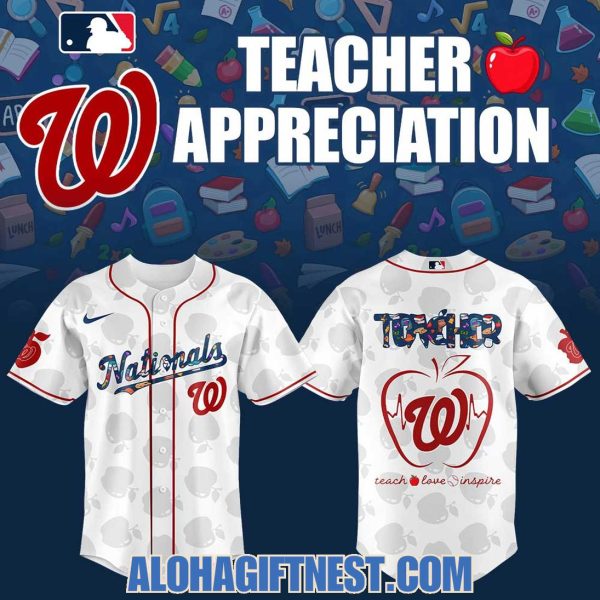 Washington Nationals 2025 Teacher Appreciation Night, “Teach Love Inspire” Baseball Jersey