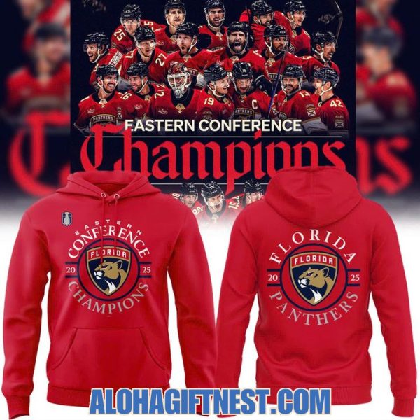 Florida Panthers Eastern Conference 2025 Champions Hoodie – Red
