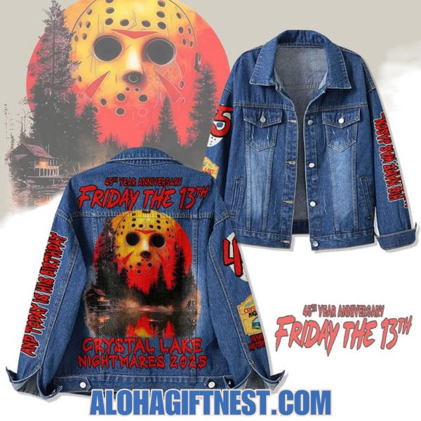 Friday The 13th 45 Years Anniversary Crystal Lake Nightmares 2025 Denim Jacket