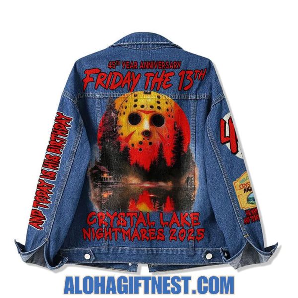 Friday The 13th 45 Years Anniversary Crystal Lake Nightmares 2025 Denim Jacket